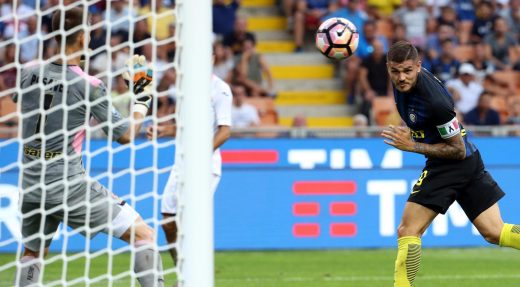 Inter's Mauro Icardi scores the goal during the Italian Serie A soccer match FC Inter vs US Palermo at Giuseppe Meazza stadium in Milan, Italy, 28 August 2016. ANSA/MATTEO BAZZI